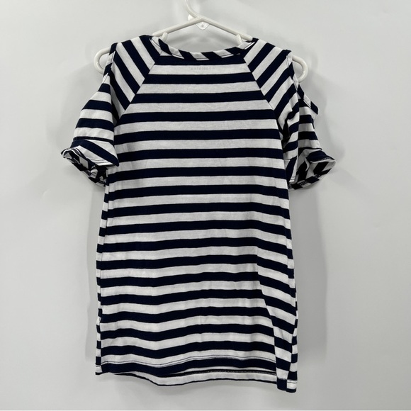 HEALTHTEX Girl's White & Navy Blue Stripe Cold Shoulder Tunic Top Size 3T - Picture 5 of 9